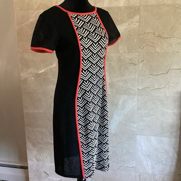 Yoana Baraschi Runway Dress 6 Black White Geometric Mesh Panel Colorblock Fall - Picture 3 of 11